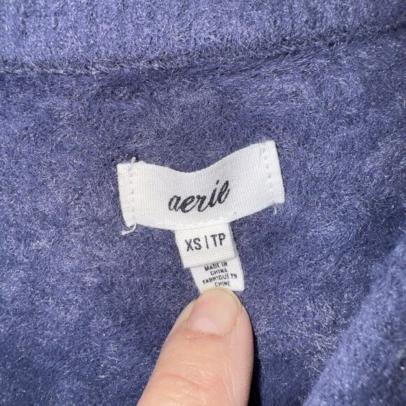 Aerie Bright Indigo‎ Blue Flurry Fuzzy Crewneck Oversized Sweater XSmall - Picture 3 of 6